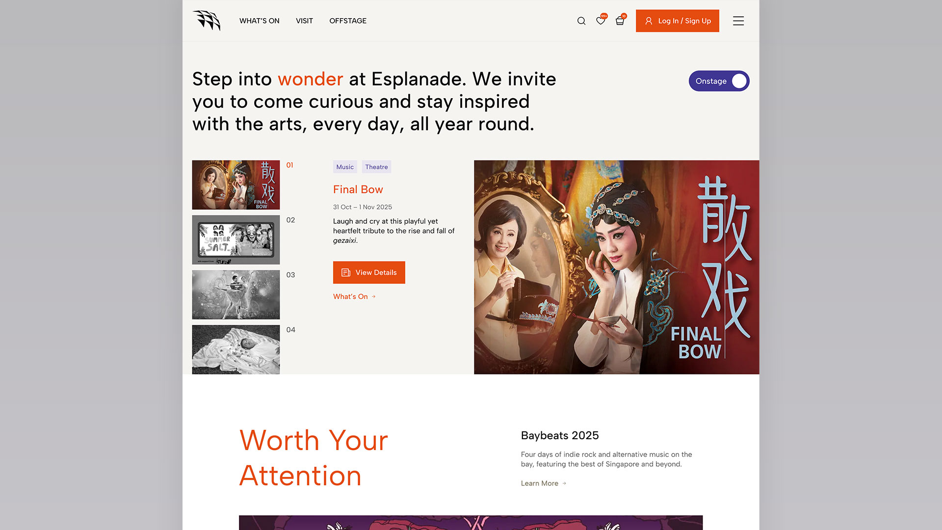 After comparison of the Esplanade homepage