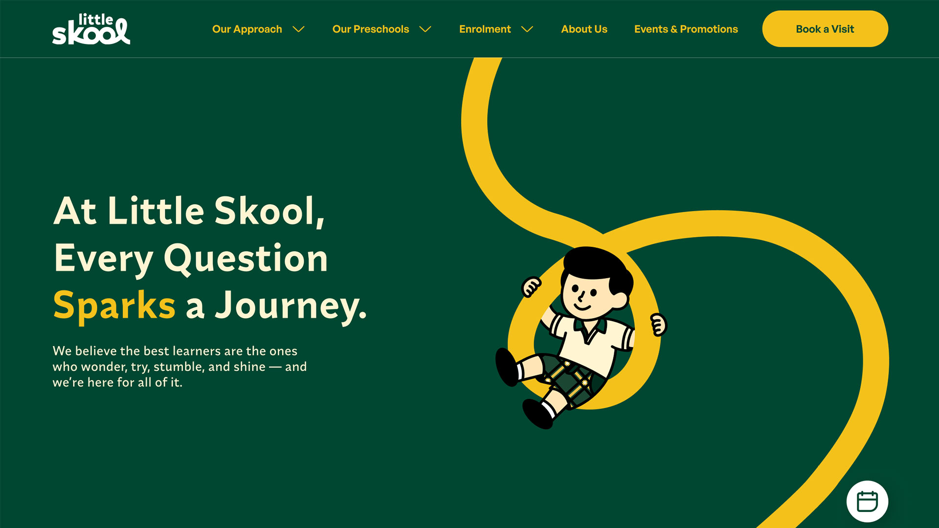 Little Skool homepage hero reading At Little Skool, Every Question Sparks a Journey