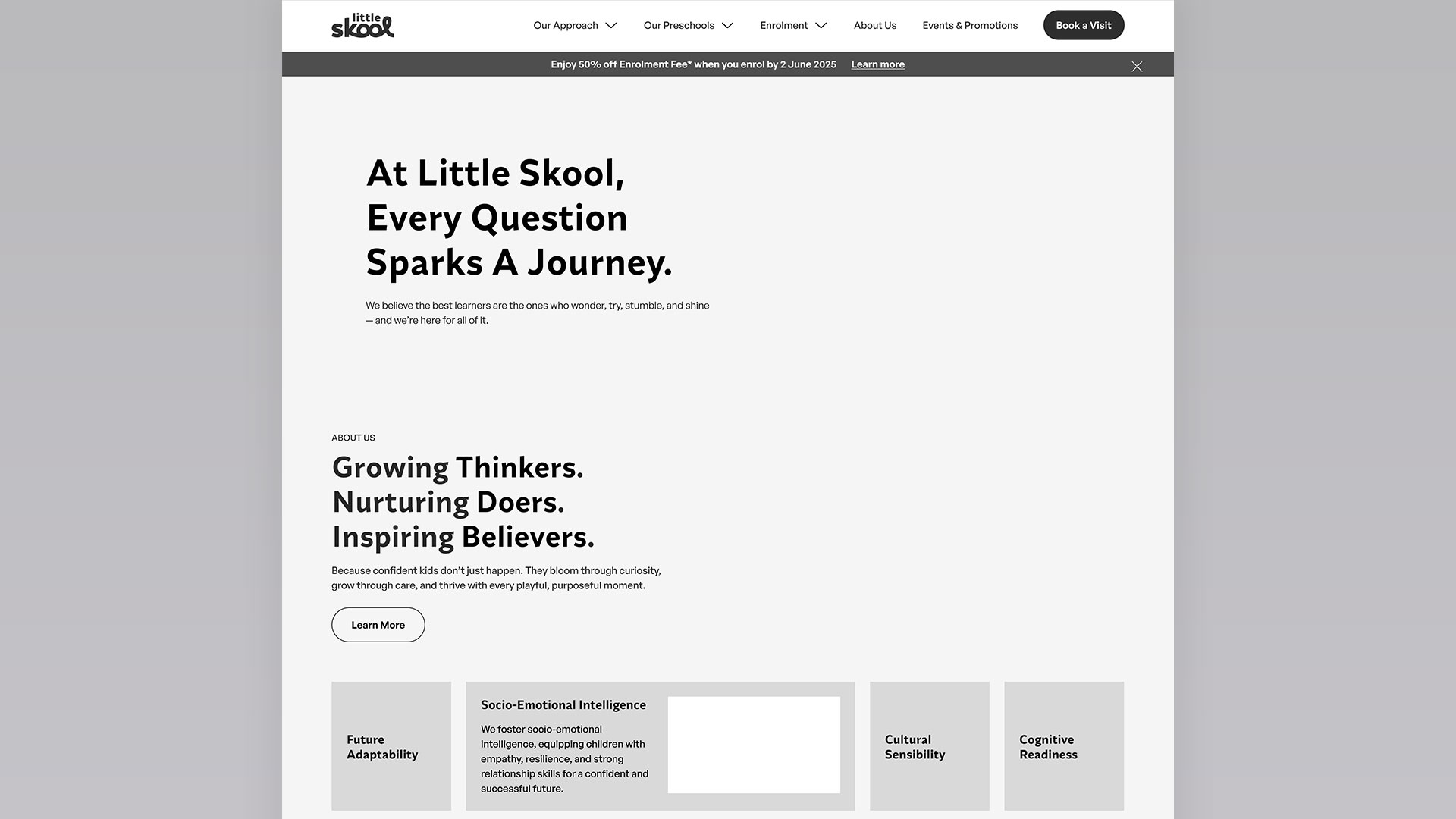 The previous Little Skool homepage, before the redesign